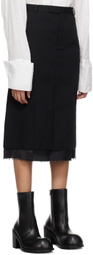 Subtle Le Nguyen Black Creased Midi Skirt