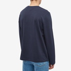 A.P.C. Men's Long Sleeve Olivier Embroidered Logo T-Shirt in Dark Navy