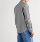 AMI - Slim-Fit Button-Down Collar Logo-Appliquéd Checked Cotton Shirt - Black