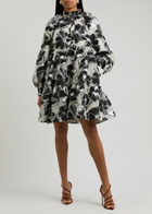 Stine Goya Floral-jacquard Organza Mini Dress Black And White