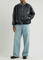 Wooyoungmi Logo-appliquéd Satin Bomber Jacket Navy