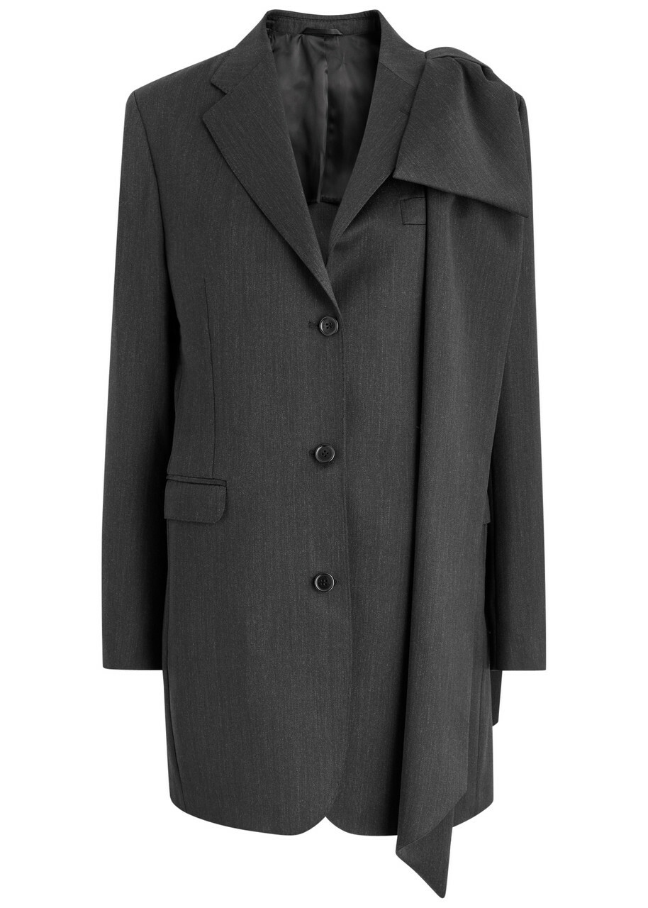 Simone Rocha Bow-embellished Wool-blend Blazer Charcoal Simone Rocha
