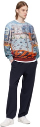 Bless Blue Holiday Fence Long Sweatshirt
