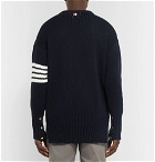 Thom Browne - Striped Intarsia Cotton Sweater - Navy