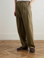 AGOLDE - Slater Straight-Leg Pleated Cotton-Twill Trousers - Green