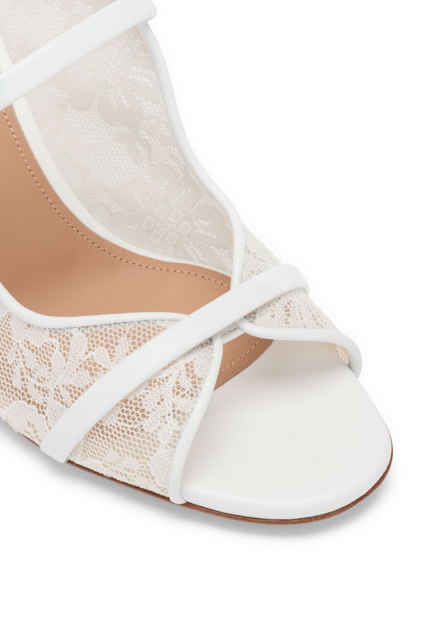 Malone Souliers Norah 70 Lace Heeled Sandals White
