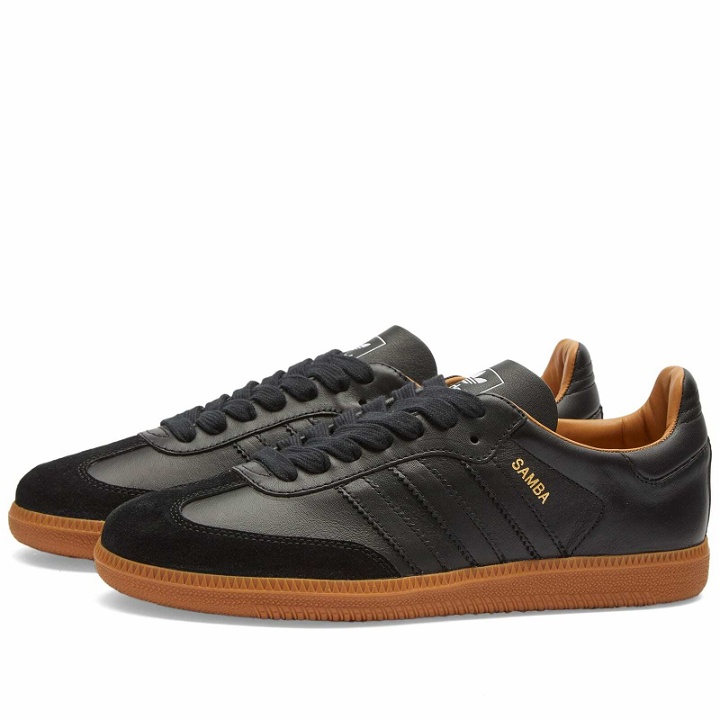 Photo: Adidas Samba OG Made in Italy Sneakers in Core Black/Core Black/Gum