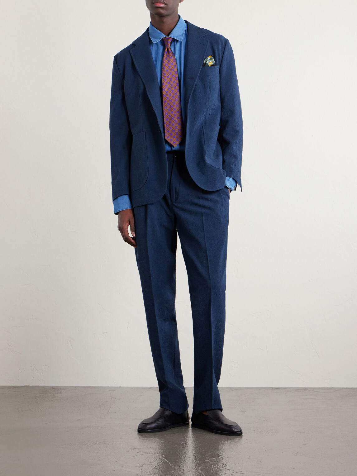 Rubinacci - Straight-Leg Linen Trousers - Blue