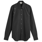 Alexander McQueen Men's Contrast Stitch Harness Shirt in Black