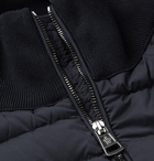 Moncler - Slim-Fit Cotton-Blend and Quilted Shell Down Zip-Up Sweater - Navy