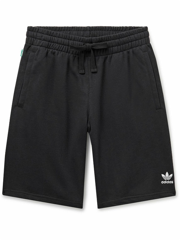 Photo: adidas Originals - Straight-Leg Logo-Embroidered Cotton-Blend Jersey Drawstring Shorts - Black