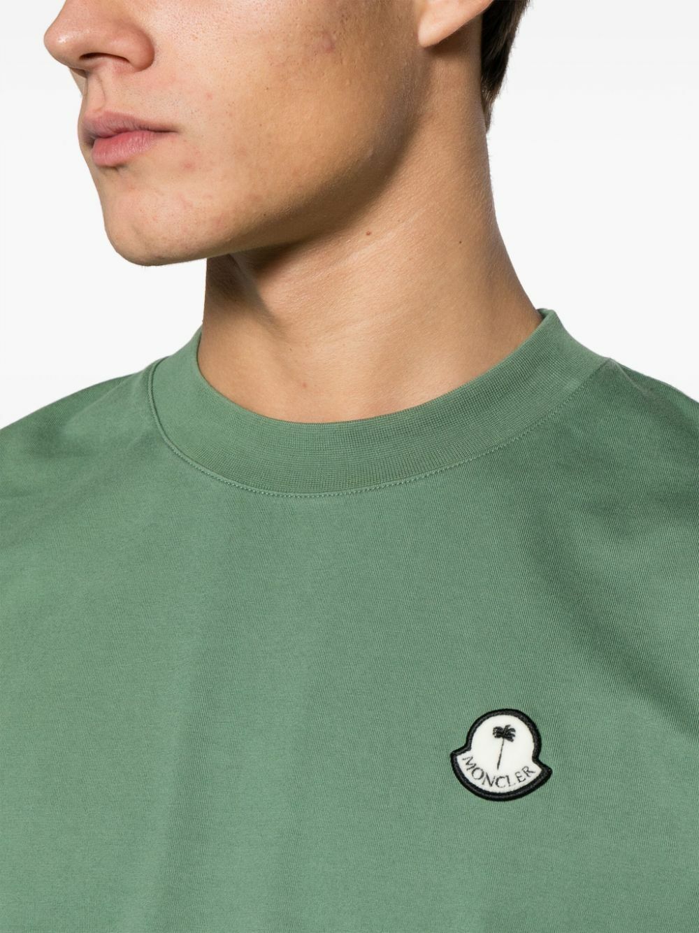 Moncler Genius X Palm Angels Green Logo-Appliqué T-Shirt