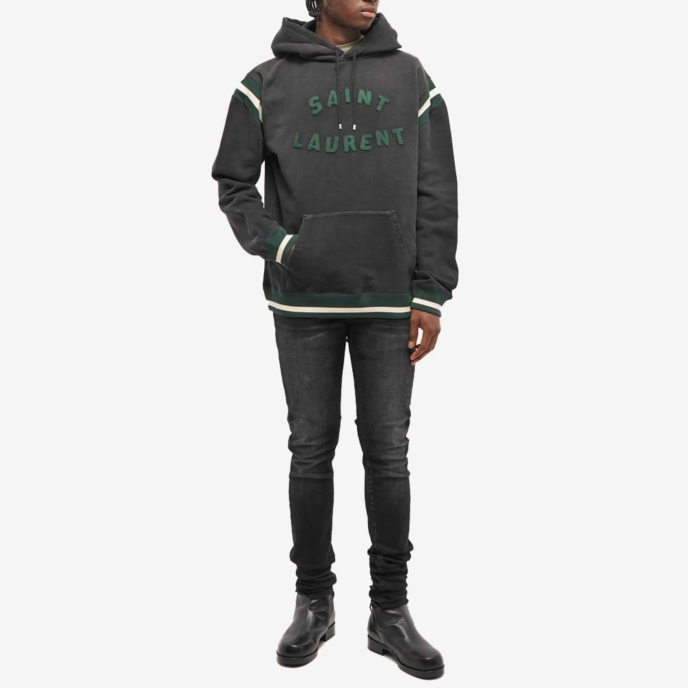 Saint Laurent Men's Logo Varsity Hoody in Black Saint Laurent