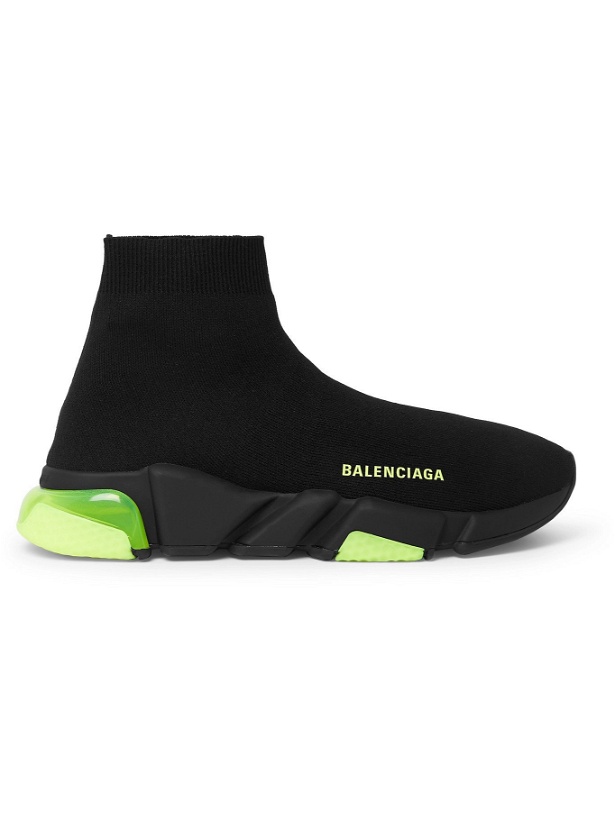 Photo: BALENCIAGA - Speed LT Stretch-Knit Slip-On Sneakers - Black