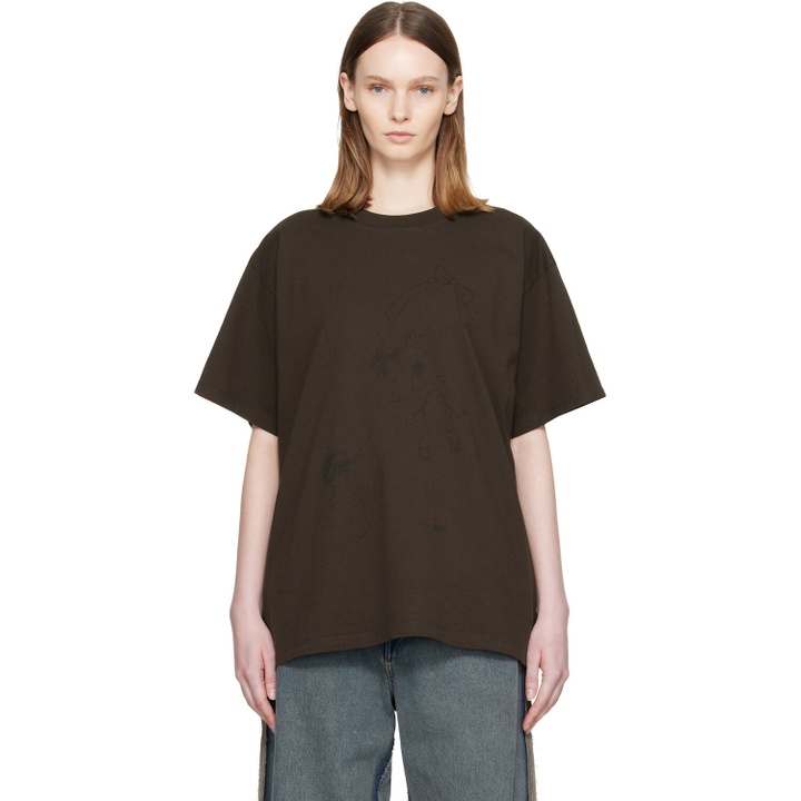 Photo: MM6 Maison Margiela Brown Horse Print Cotton T-shirt
