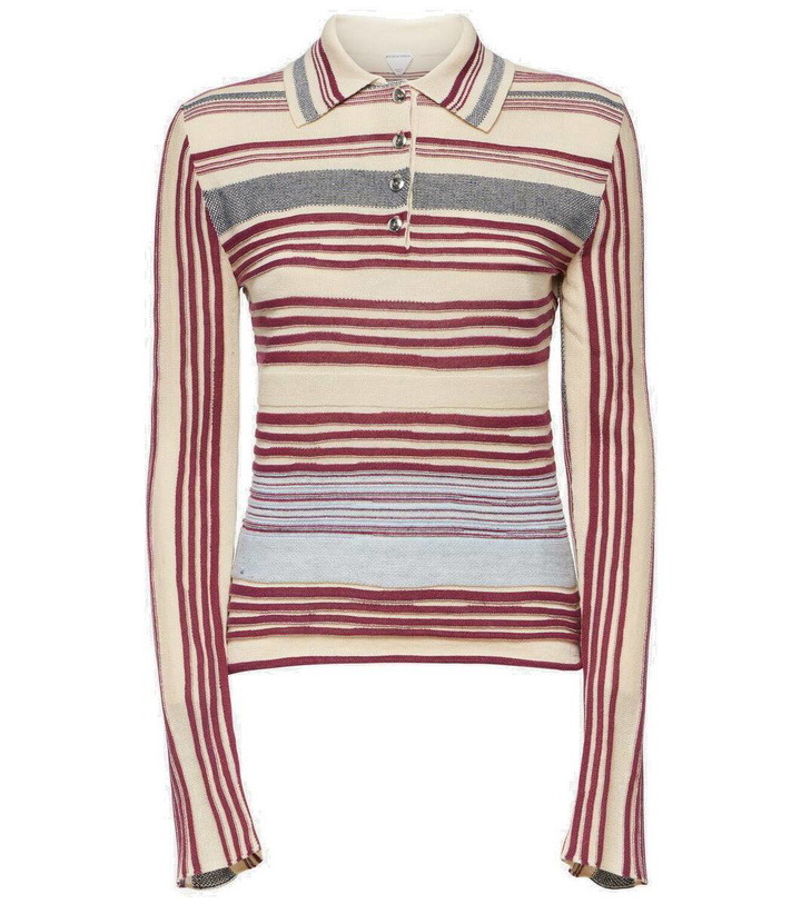 Photo: Bottega Veneta Striped linen and cotton polo sweater