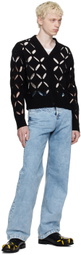 Stefan Cooke Black Laurel Slash Cardigan