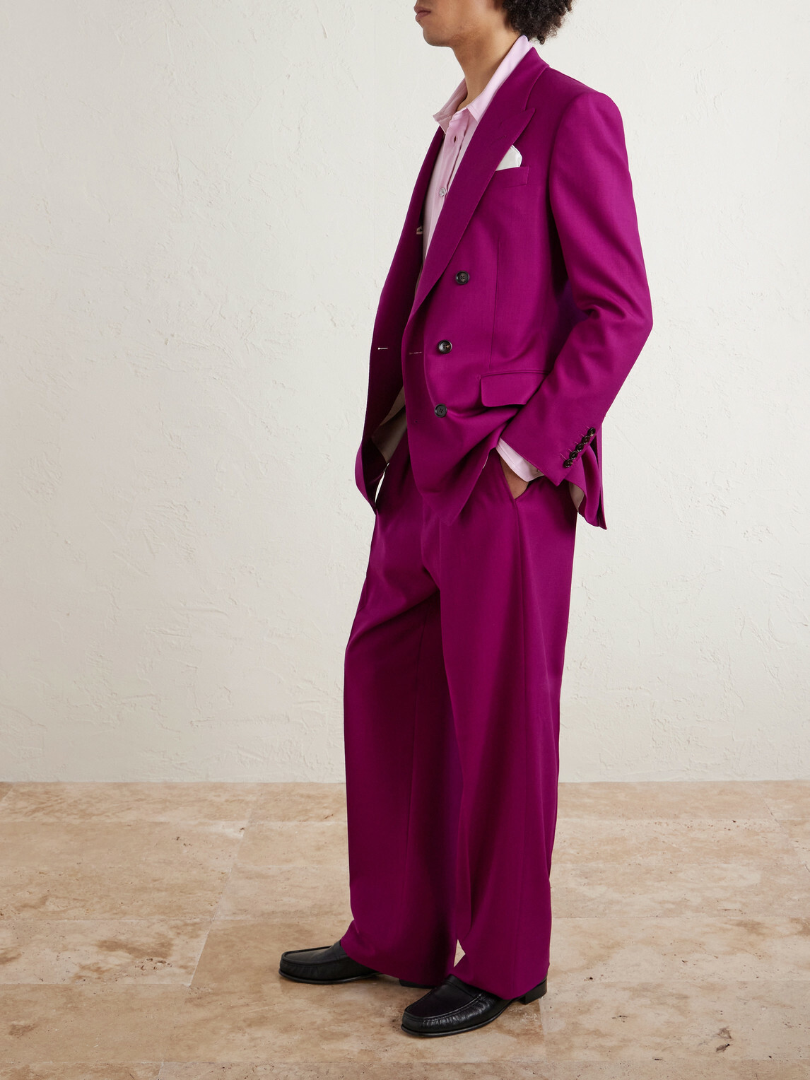 TOM FORD - Wide-Leg Wool-Twill Pleated Suit Trousers - Pink TOM FORD