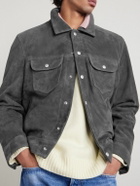 FRAME - Suede Trucker Jacket - Gray