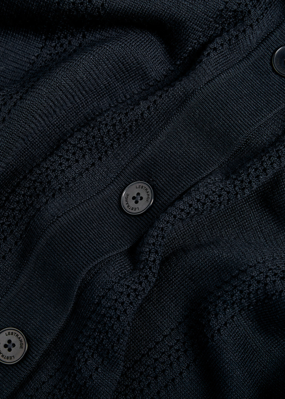 Lestrange Textured Pointelle-knit Shirt Navy