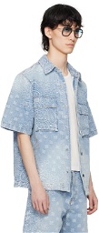 AMIRI Blue Bandana Jacquard Denim Shirt