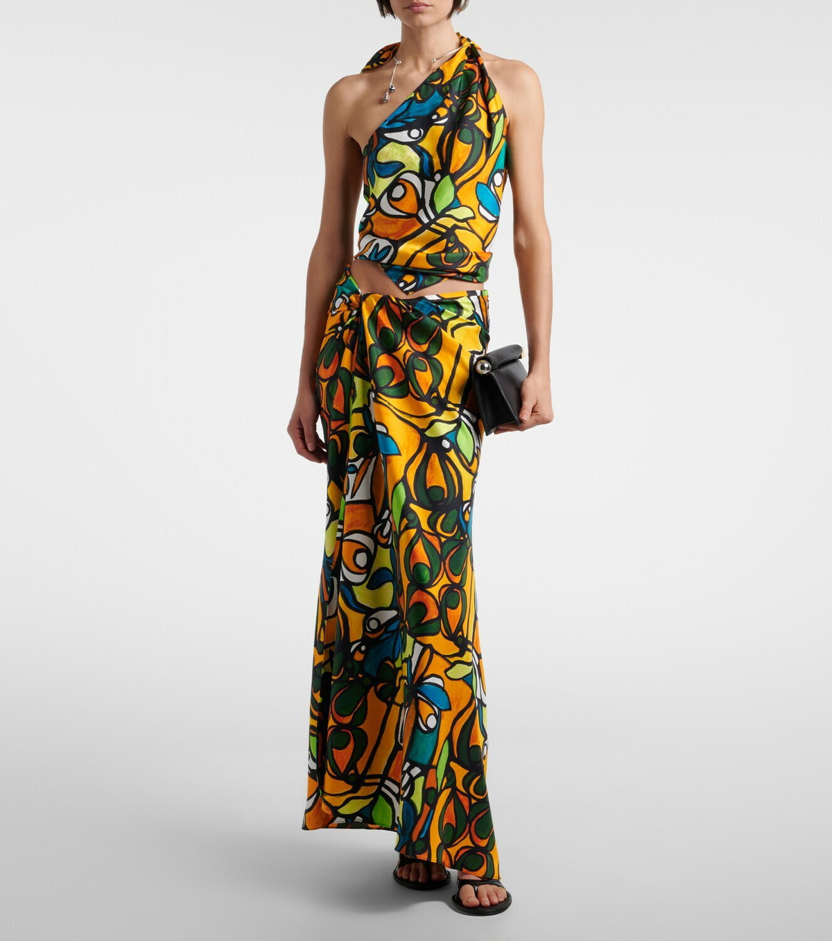 Christopher Esber Printed draped silk top