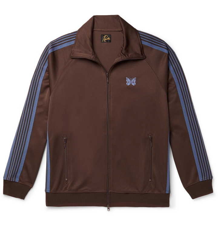 Photo: Needles - Logo-Embroidered Webbing-Trimmed Tech-Jersey Track Jacket - Brown