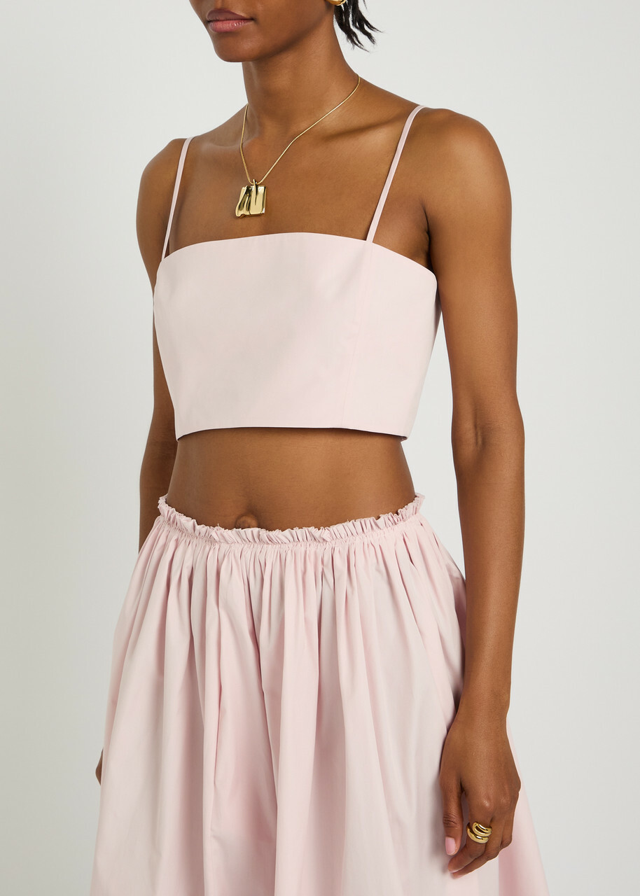 Gabriela Hearst Nadir Cropped Cotton-poplin top Light Pink