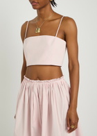 Gabriela Hearst Nadir Cropped Cotton-poplin top Light Pink