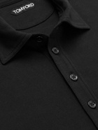 TOM FORD - Cotton and Silk-Blend Piqué Polo Shirt - Black