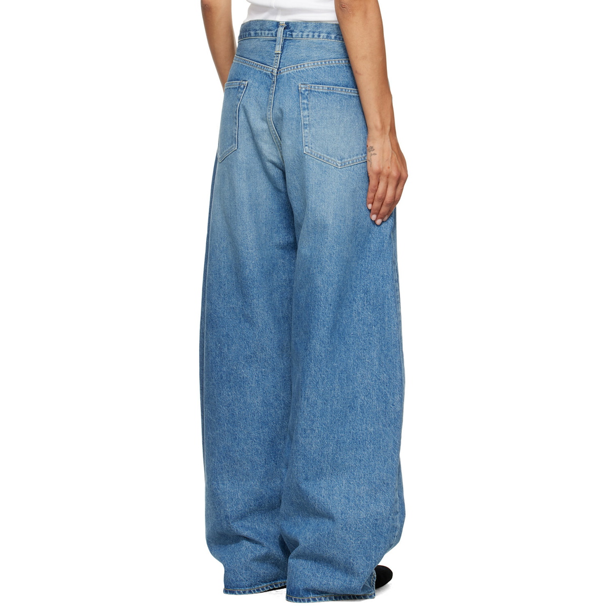 ssstein Blue Deformation Wide Denim Jeans