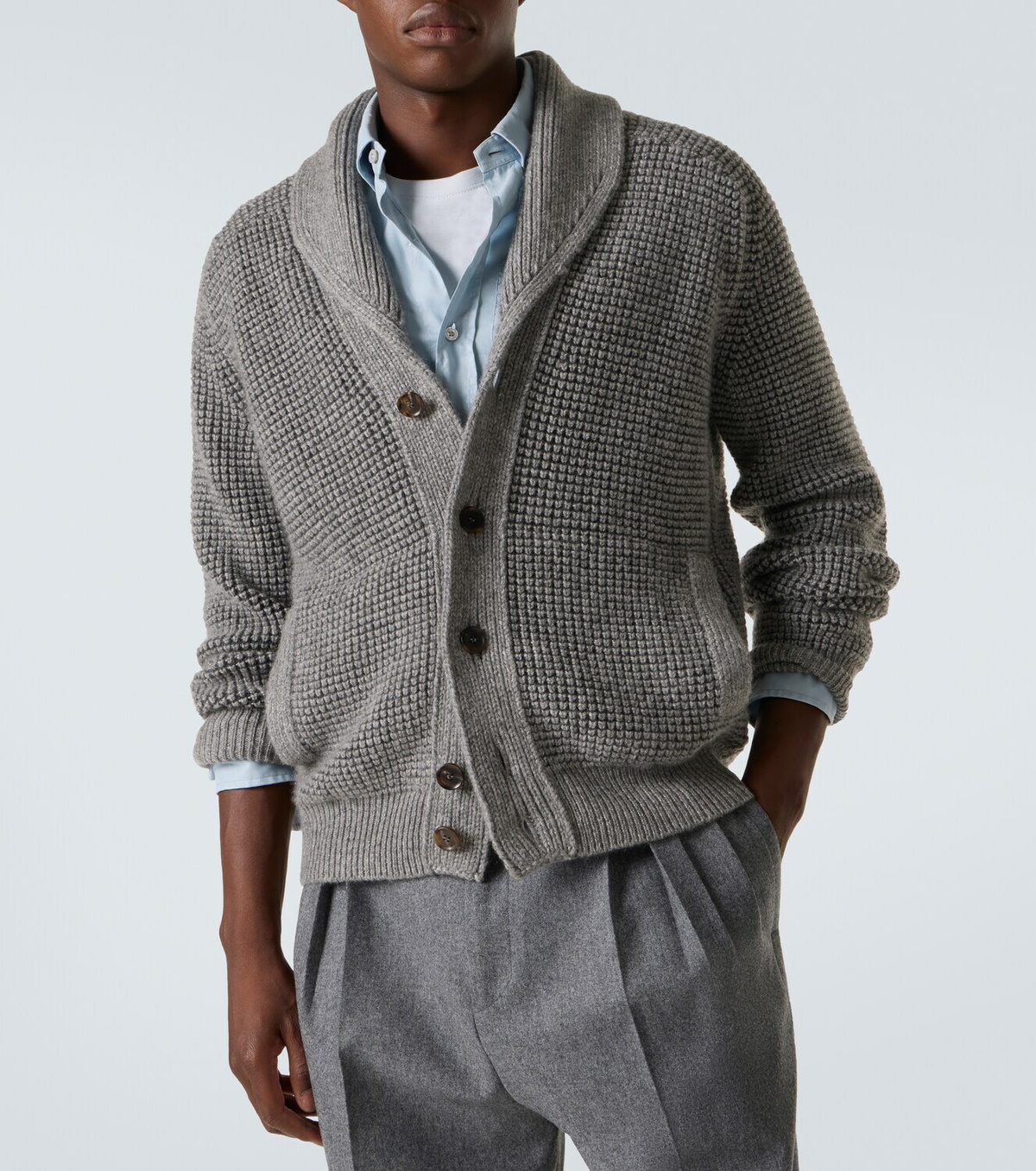 Zegna Waffle-knit cashmere and mohair cardigan