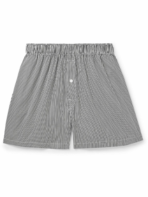 Photo: Maison Margiela - Straight-Leg Striped Cotton-Blend Poplin Shorts - Gray