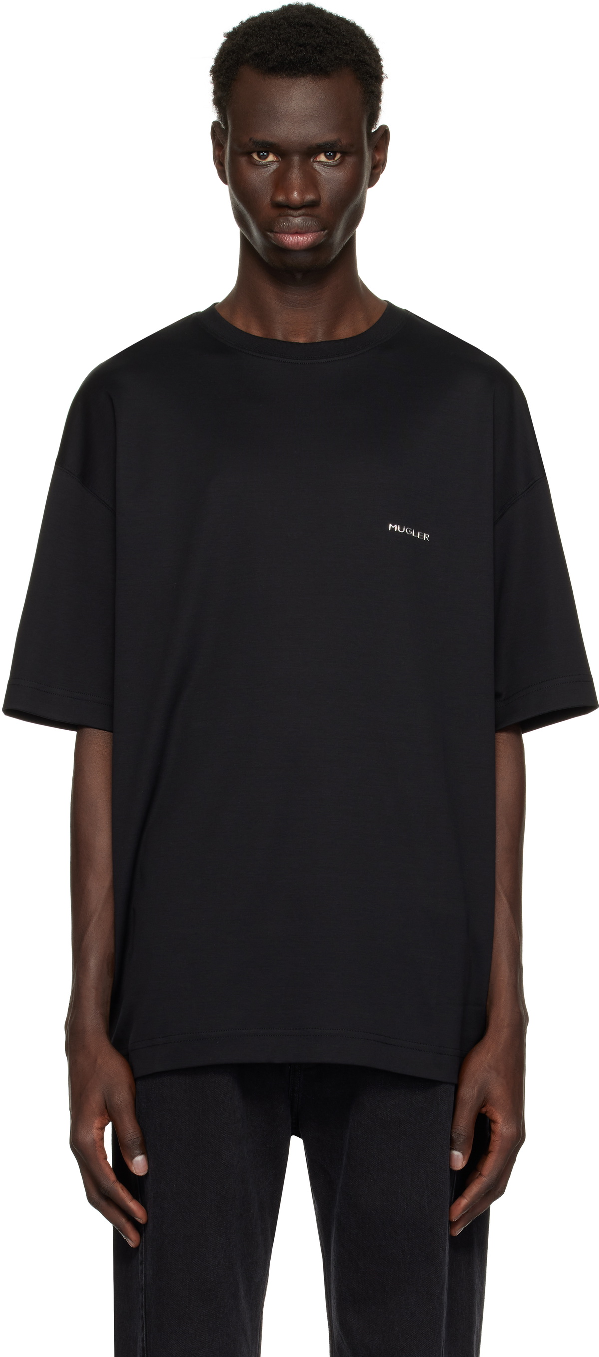 【関税込み】Mugler ブラック Velvet Star Tシャツ Mugler Black Velvet Star T-Shirt Mugler