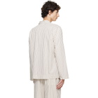 Tekla Off-White & Brown Poplin Long-Sleeved Pyjama Shirt