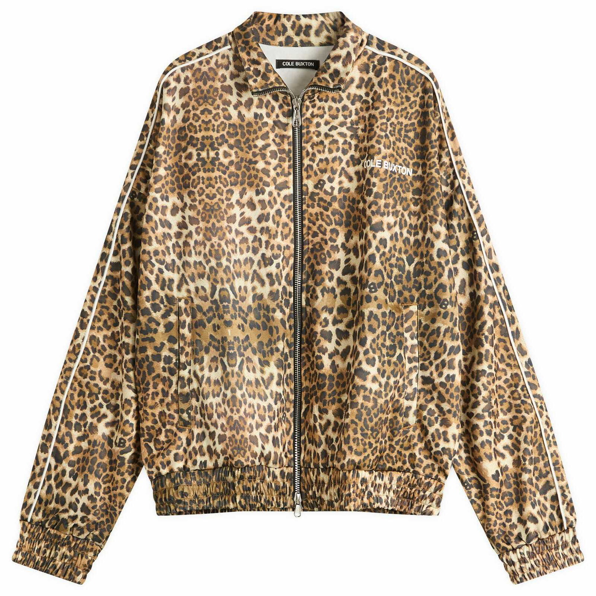 Cole Buxton Men's Piped Track Jacket in Leopard