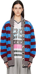 Chopova Lowena Multicolor Letterman Blue Cardigan