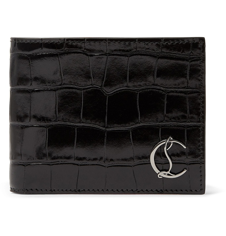 Photo: Christian Louboutin - Logo-Appliquéd Croc-Effect Leather Billfold Wallet - Black