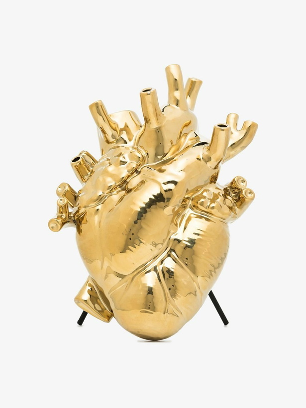 Photo: Seletti Gold Tone Love In Bloom Heart Vase