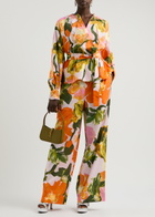 Stine Goya Emi Floral-print Wide-leg Trousers Orange