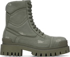 Balenciaga Khaki Combat Strike Boots