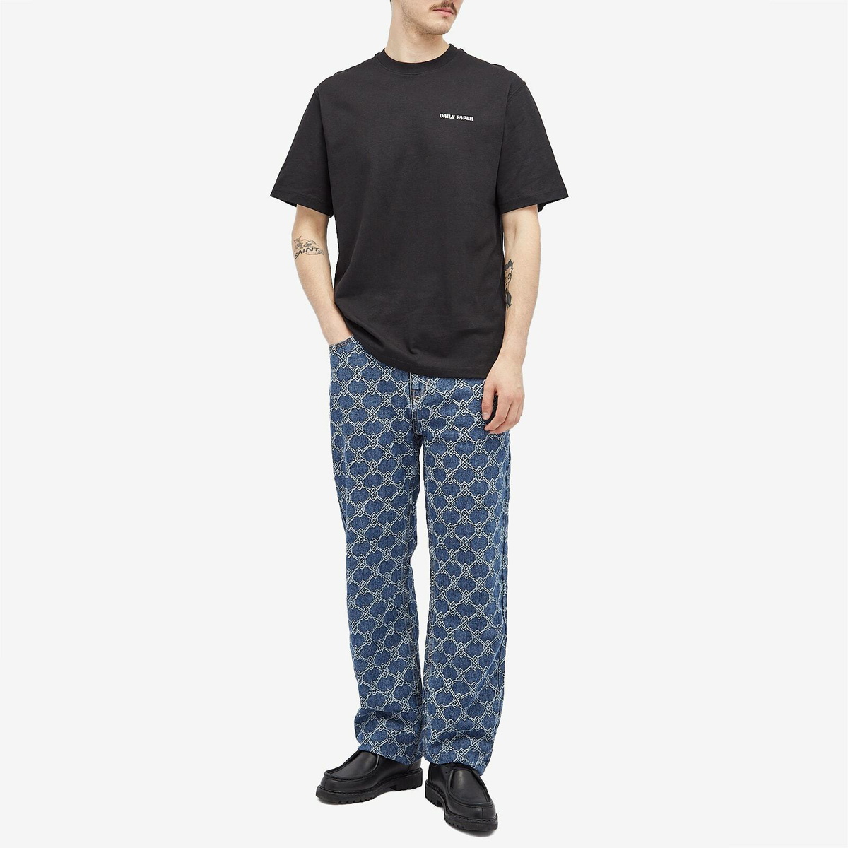 Daily Paper Men's Rahul Shield Monogram Jeans in Blue