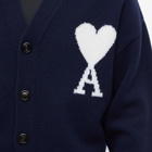 AMI Men's Tonal A Heart Cardigan in Nautic Blue/White