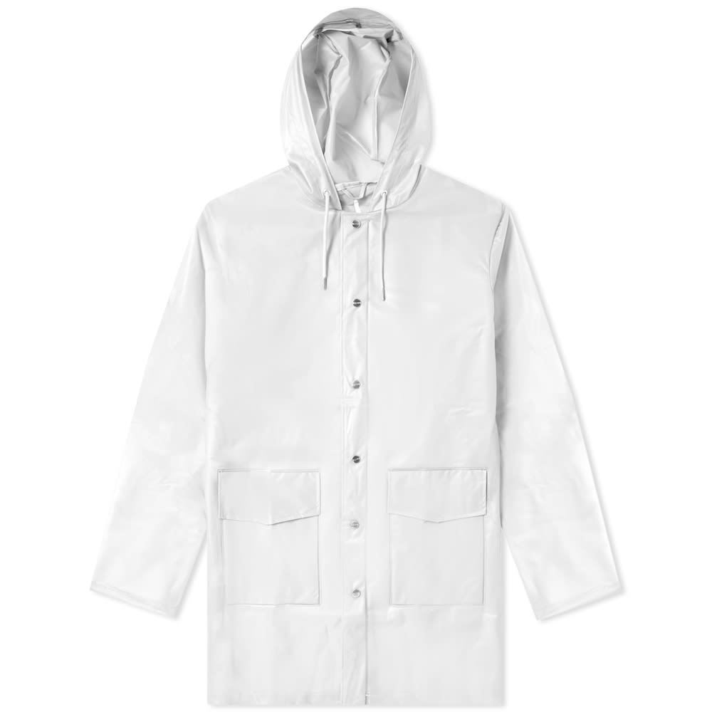 Rains hooded cheap coat foggy white