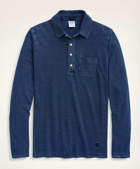 Brooks Brothers Men's Indigo Long-Sleeve Vintage Polo Shirt | Light Blue
