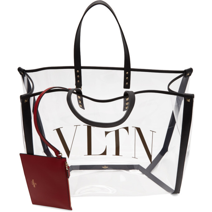 Valentino Transparent Valentino Garavani Large VLTN PVC Tote