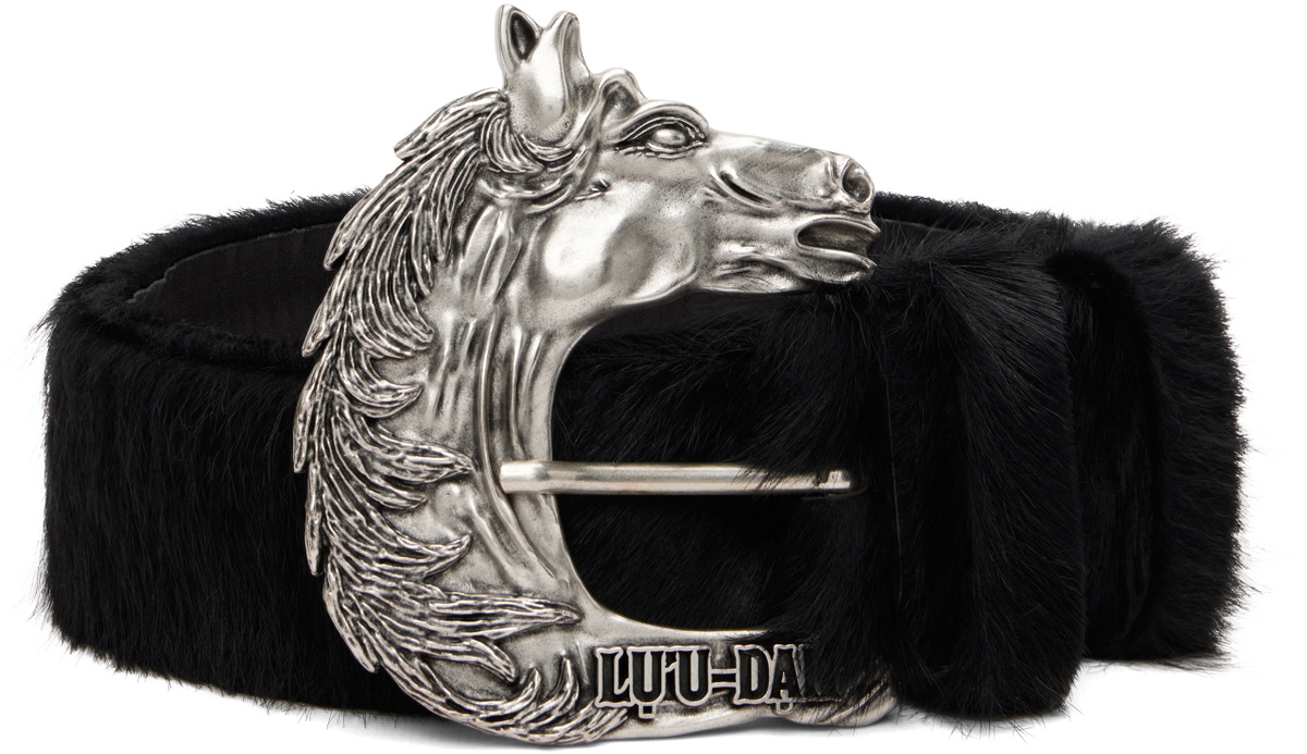 LU'U DAN Black 'Year of the Horse' Pony Hair Cowboy Belt