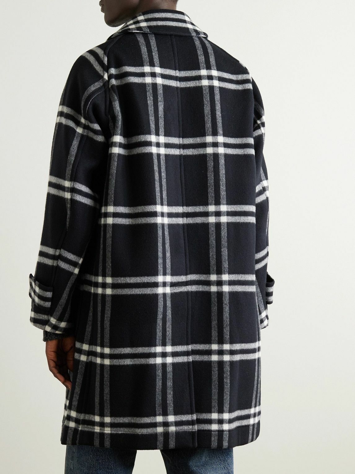 Kaptain Sunshine - Throwing Fits Checked Wool-Flannel Coat - Black