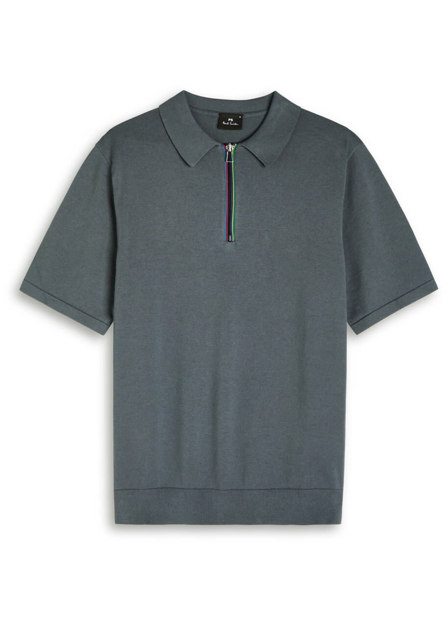 PS Paul Smith Half-zip Cotton Polo Shirt Grey