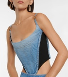 Versace - Medusa denim corset top
